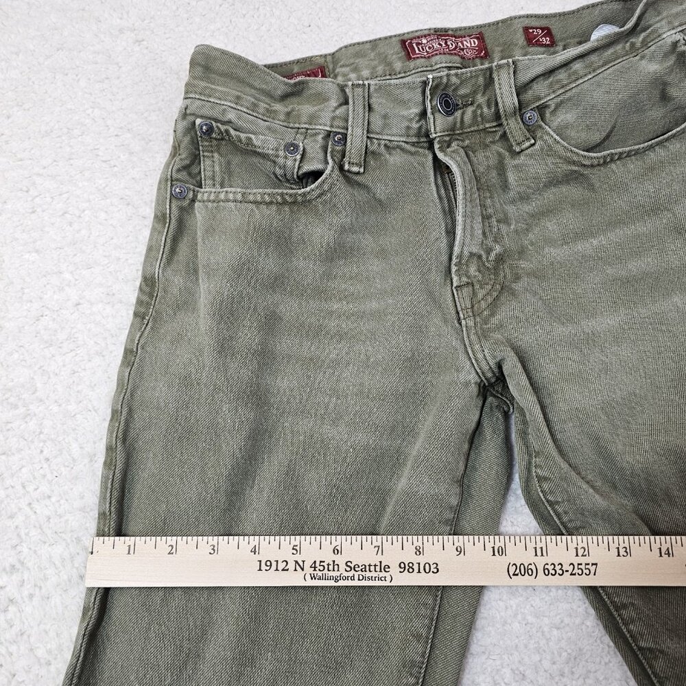 Lucky Brand Jeans Men 29x32 Elko Grape Leaf Green Denim 221 Straight Retro‎ - Picture 11 of 16